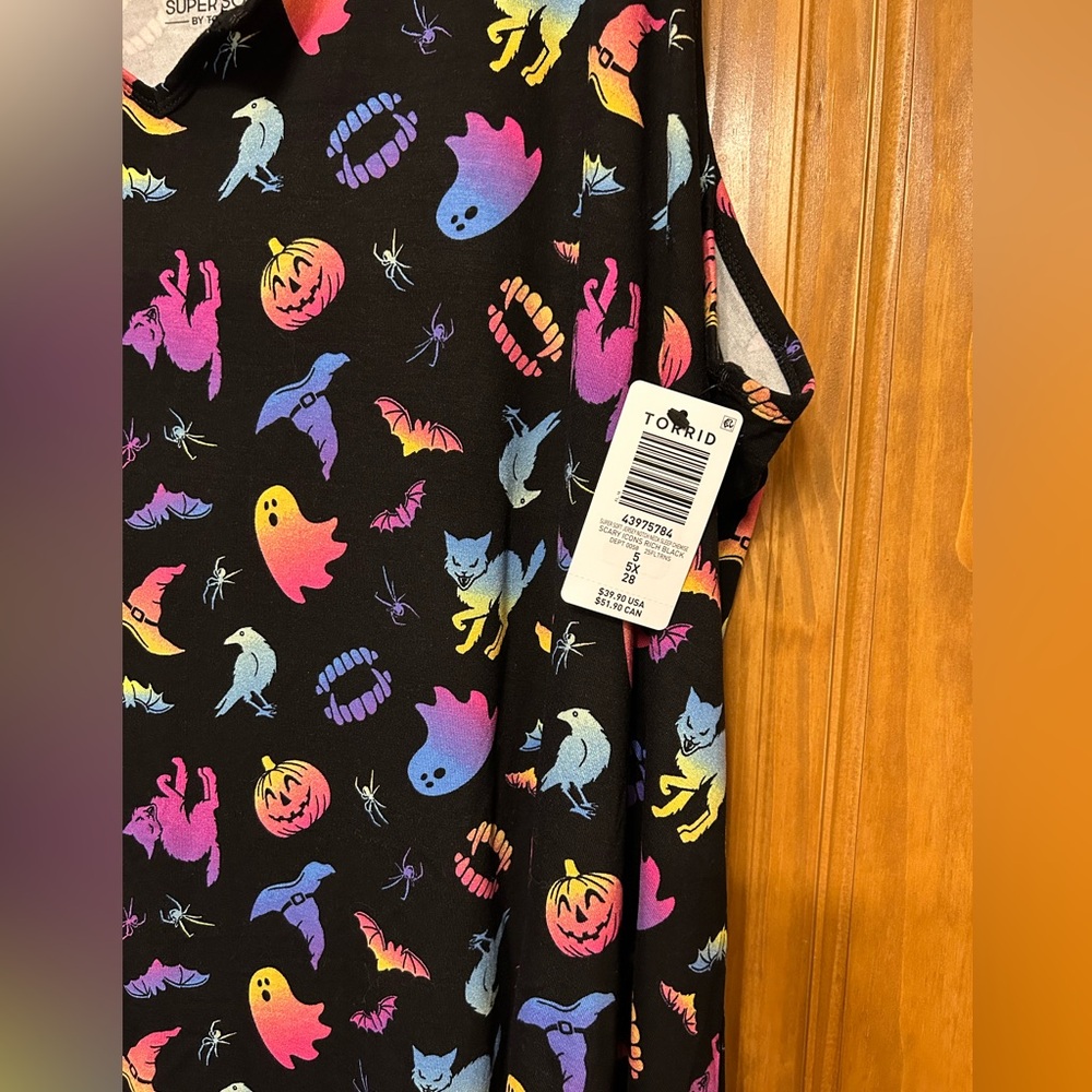 Torrid Super Soft Jersey Sleep Chemise & Boyshort Panty Scary Icons size 5 NWT 👻 - Picture 5 of 8